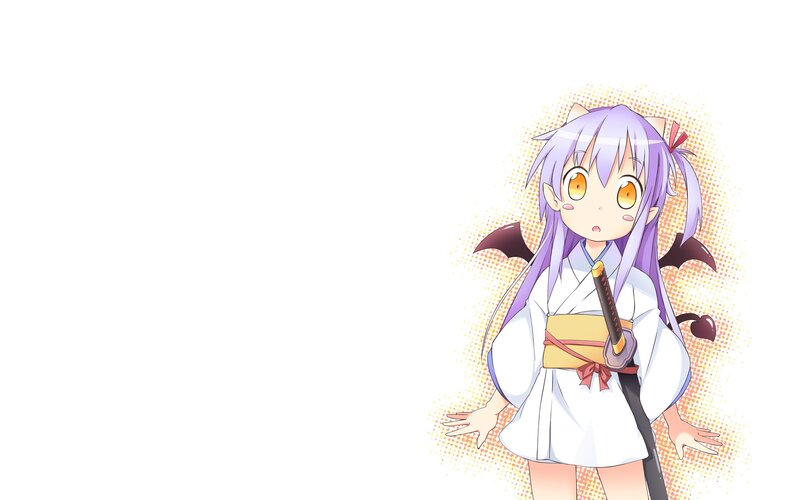 Anime Girl with Sword — White, Playful, Cat Ears