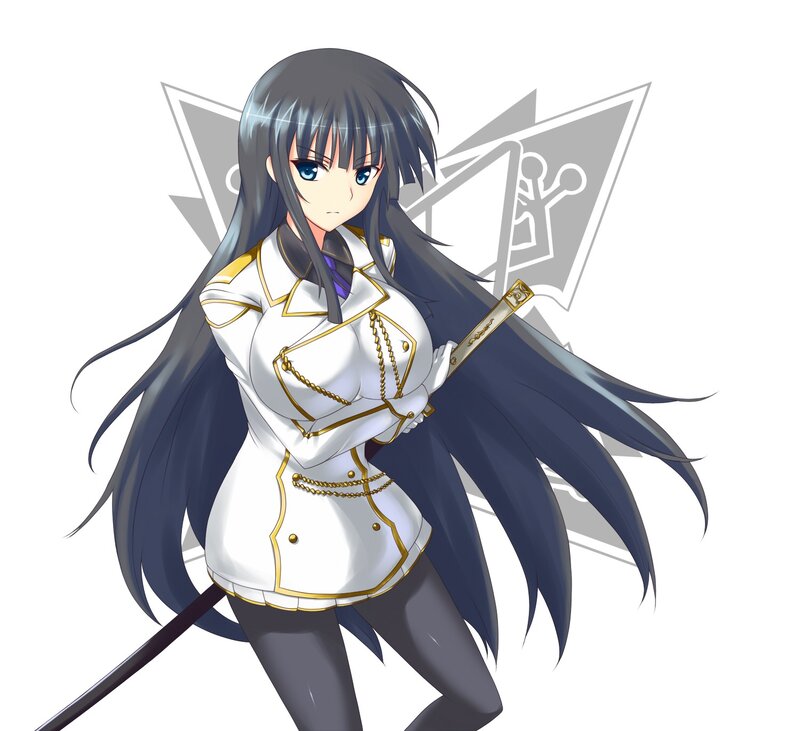 Anime Girl with Sword — White, Serious, Long Hair