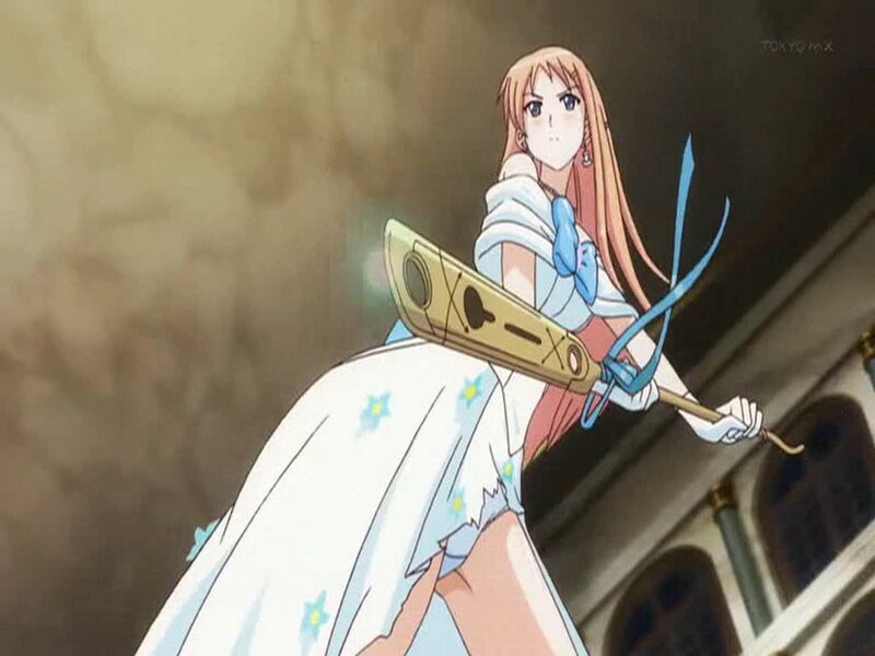 Anime Girl with Sword — White