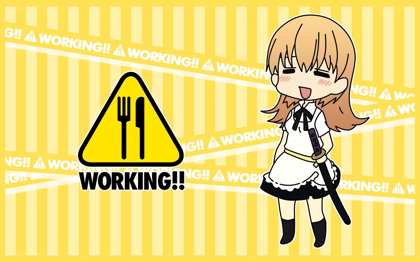 anime girl with sword working