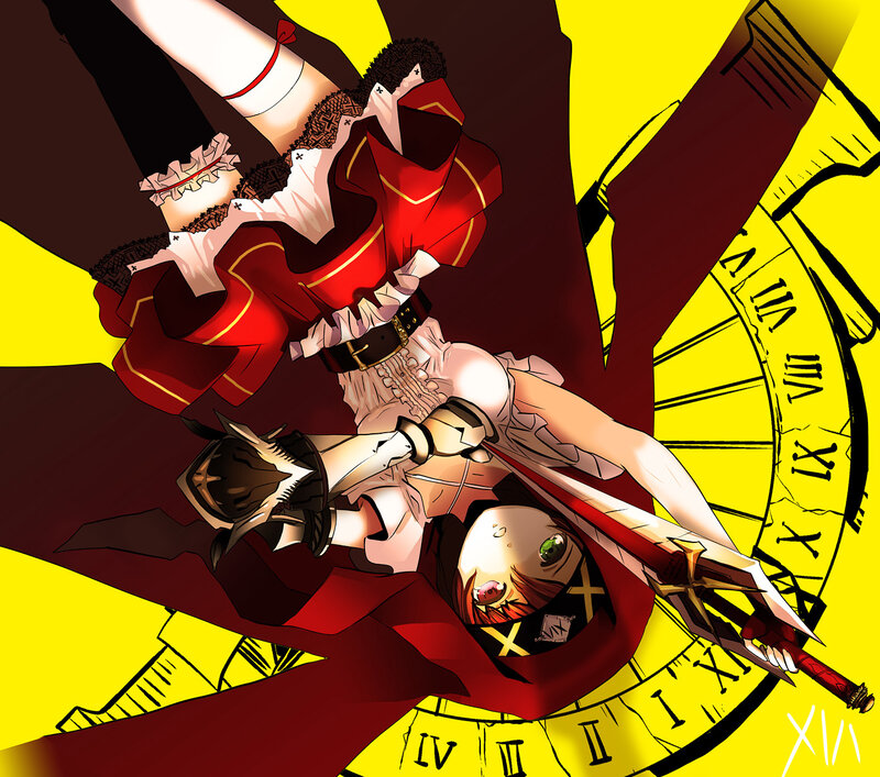 Anime Girl with Sword — Yellow, Dramatic, Manga