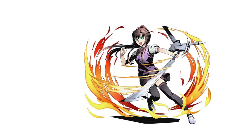 Anime Girl with Sword — Yellow, Dynamic, Intense, Fire