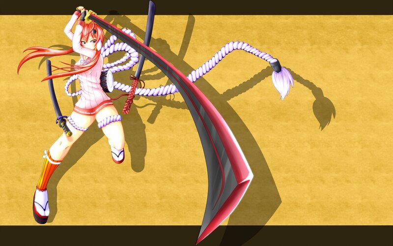 Anime Girl with Sword — Yellow, Dynamic, Rope