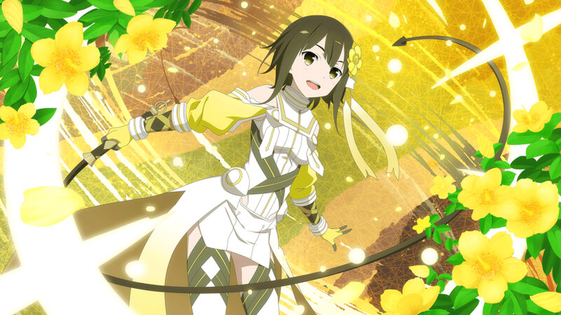 Anime Girl with Sword — Yellow, Dynamic, Spring