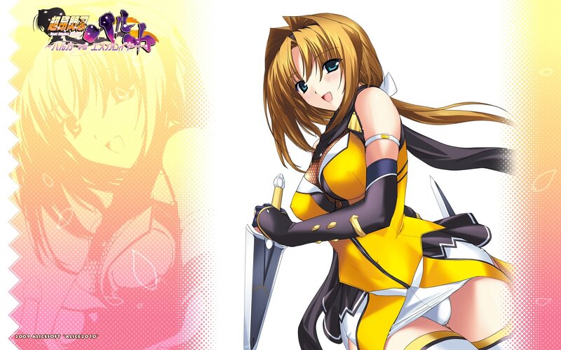 Anime Girl with Sword — Yellow, Dynamic, Yellow Outfit, Long Hair