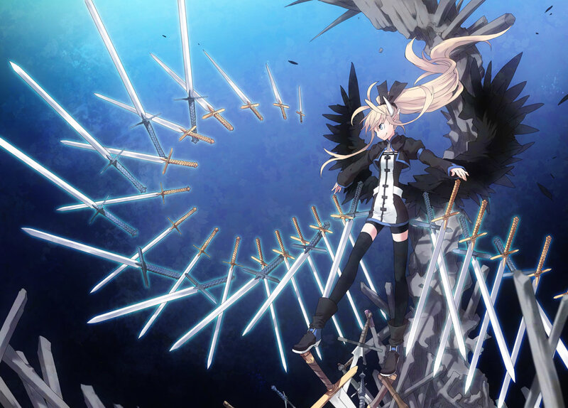 anime girl with swords