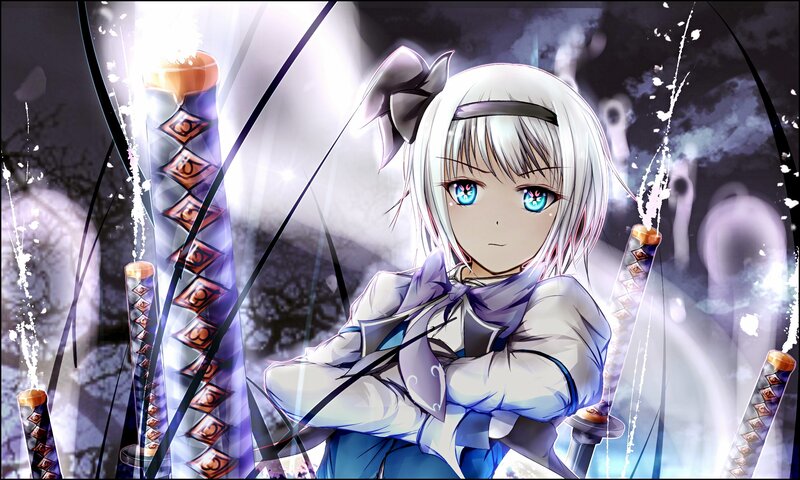 anime girl with swords