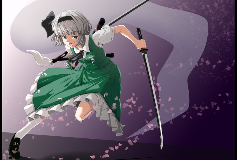 anime girl with swords