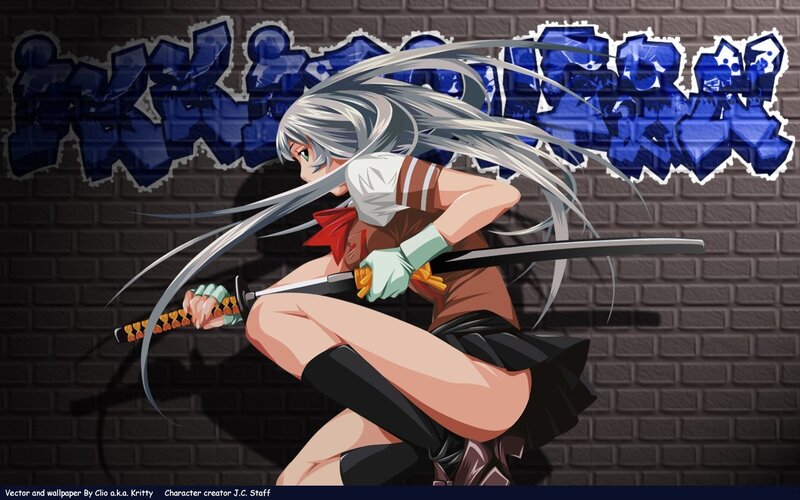 anime girl with swords