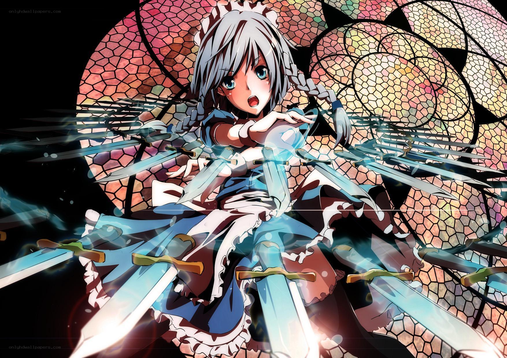 anime girl with swords