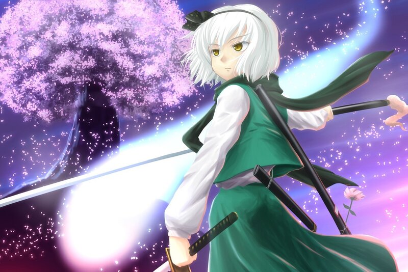 anime girl with swords