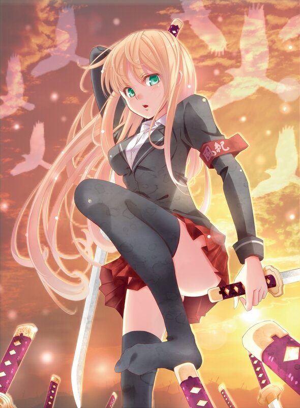 anime girl with swords