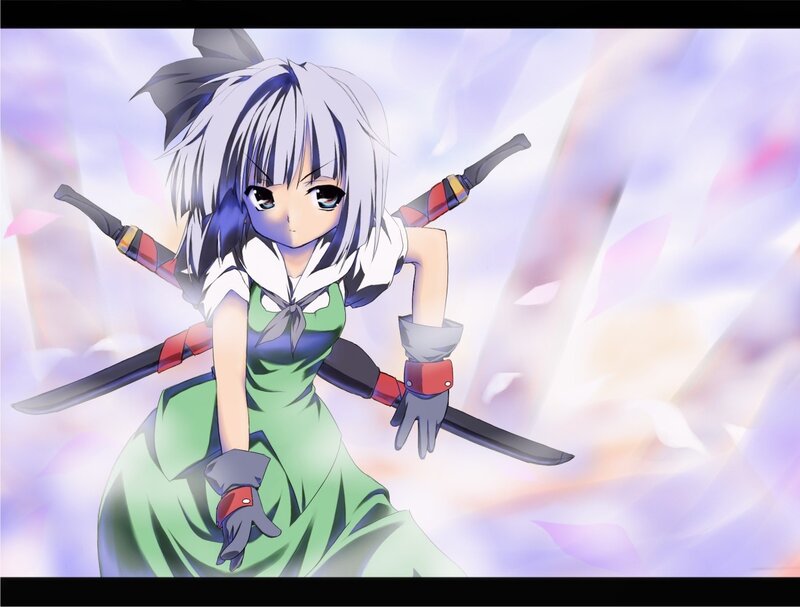 anime girl with swords