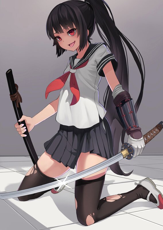 anime girl with swords