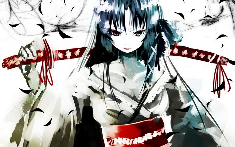 anime girl with swords