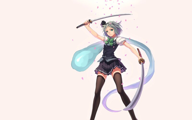 anime girl with swords