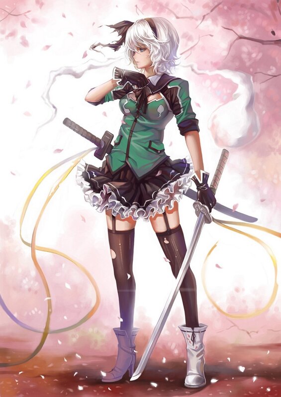 Anime girl with swords