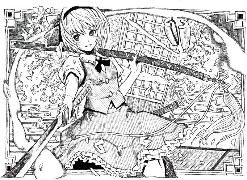 anime girl with swords