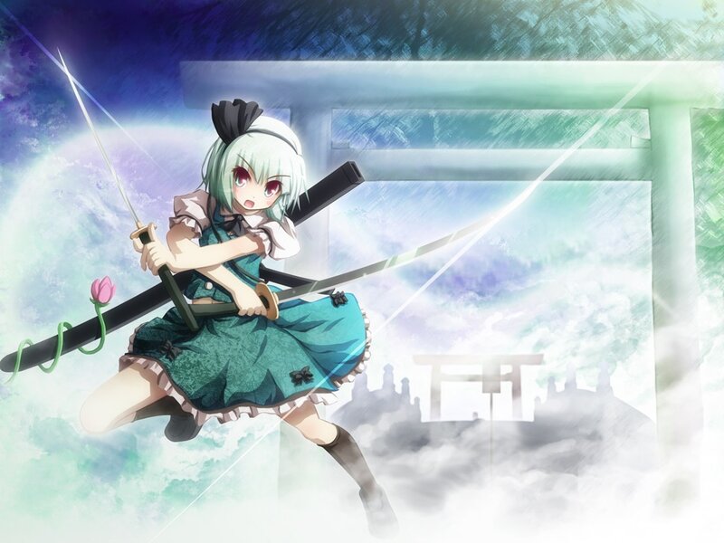 anime girl with swords