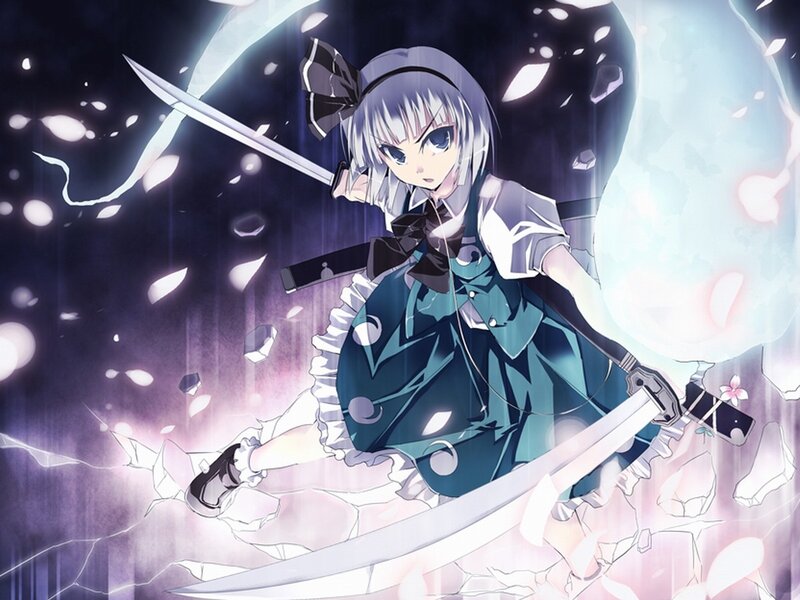 anime girl with swords