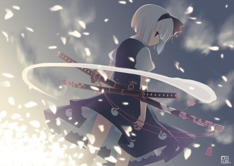 anime girl with swords