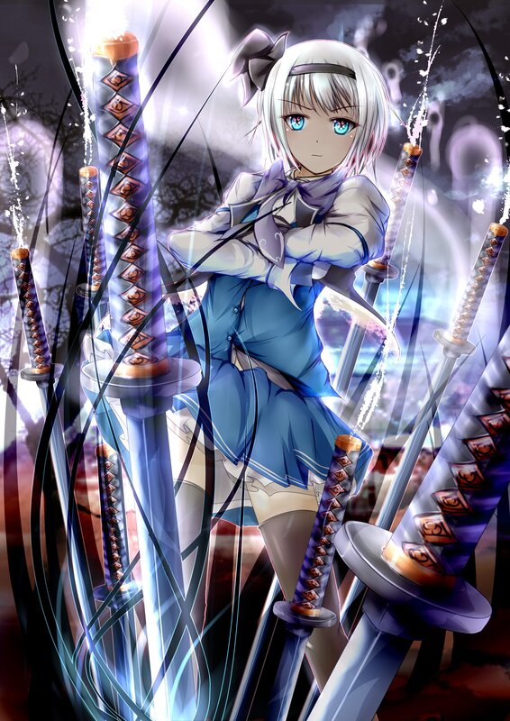 anime girl with swords