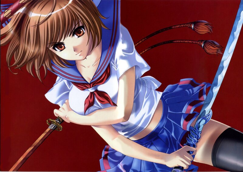 anime girl with swords