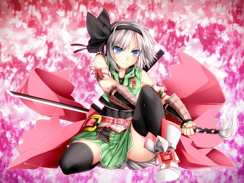 anime girl with swords