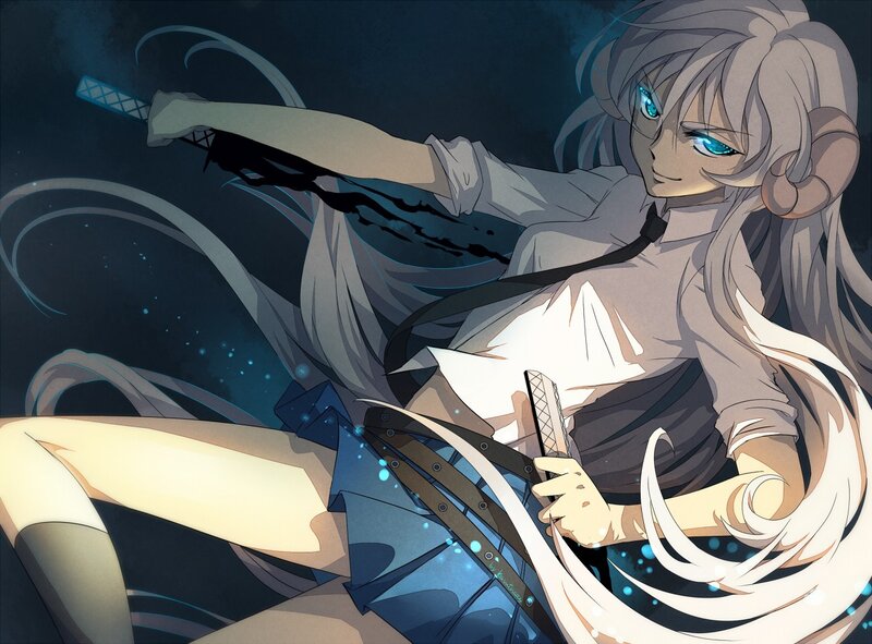 anime girl with swords