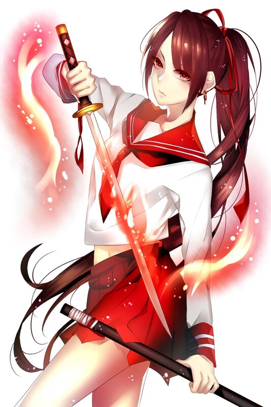 Anime girl with swords