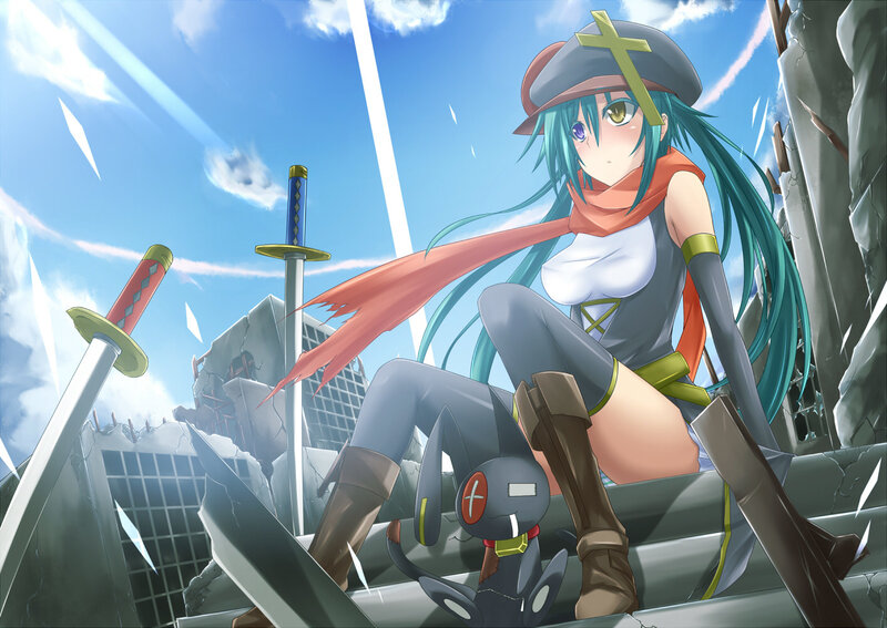 anime girl with swords