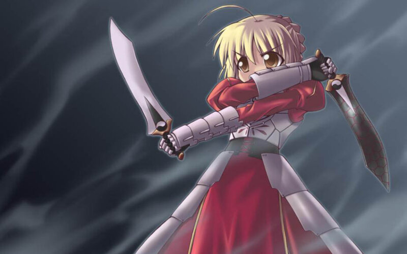 anime girl with swords