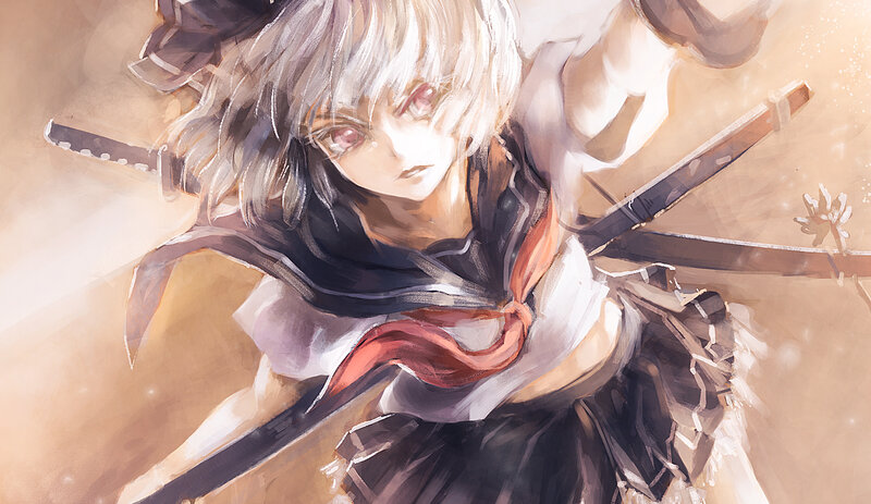 anime girl with swords