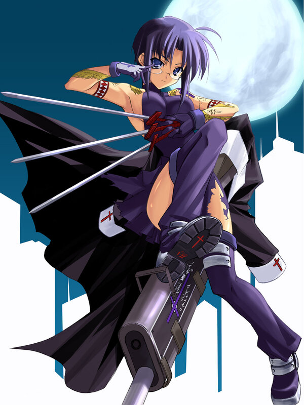 anime girl with swords