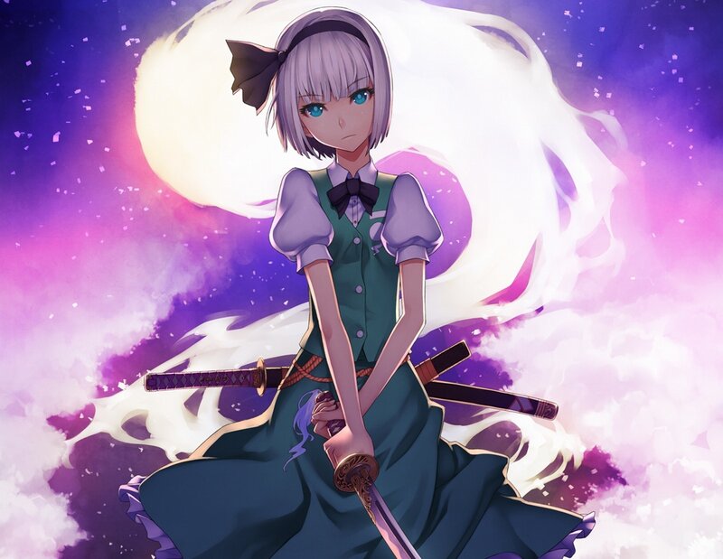 anime girl with swords