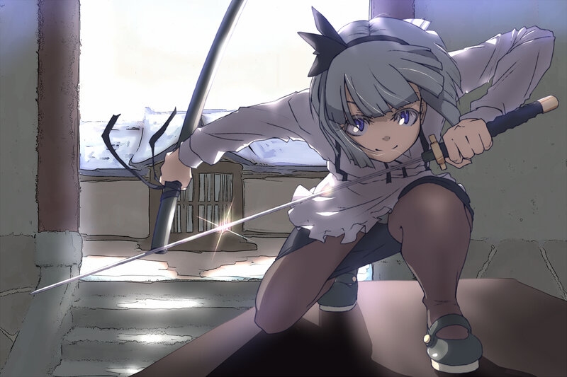 anime girl with swords