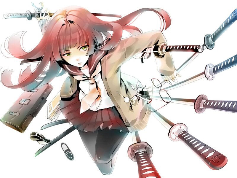anime girl with swords