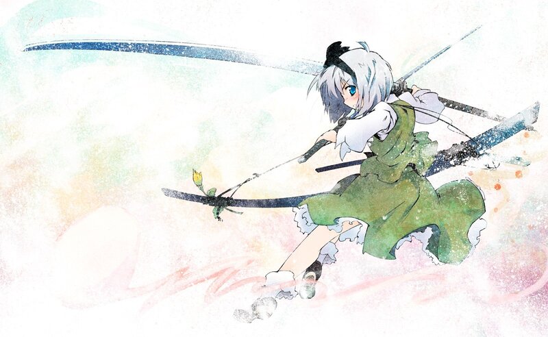 anime girl with swords