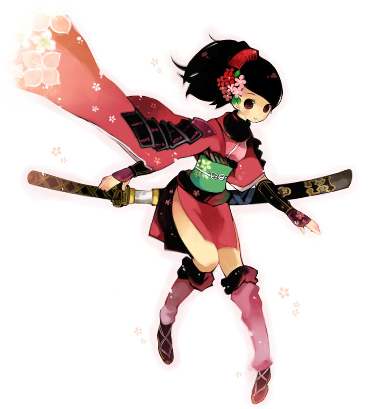 anime girl with swords