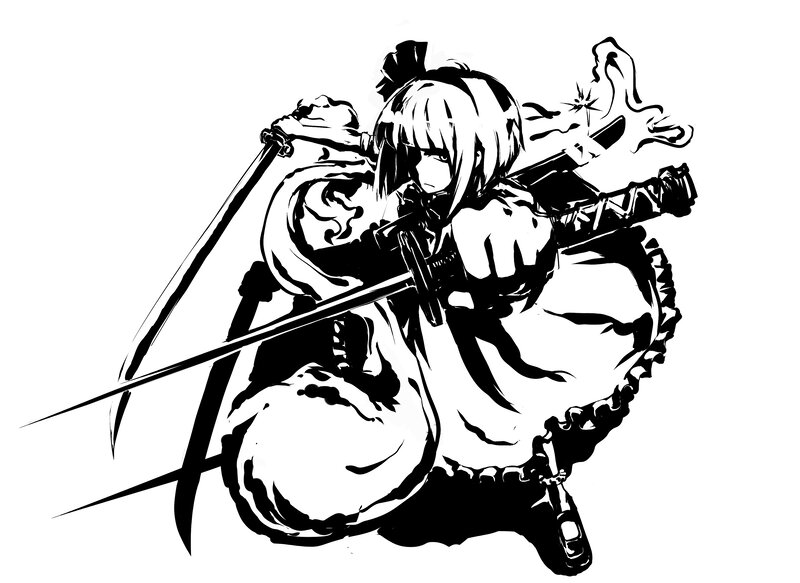 anime girl with swords