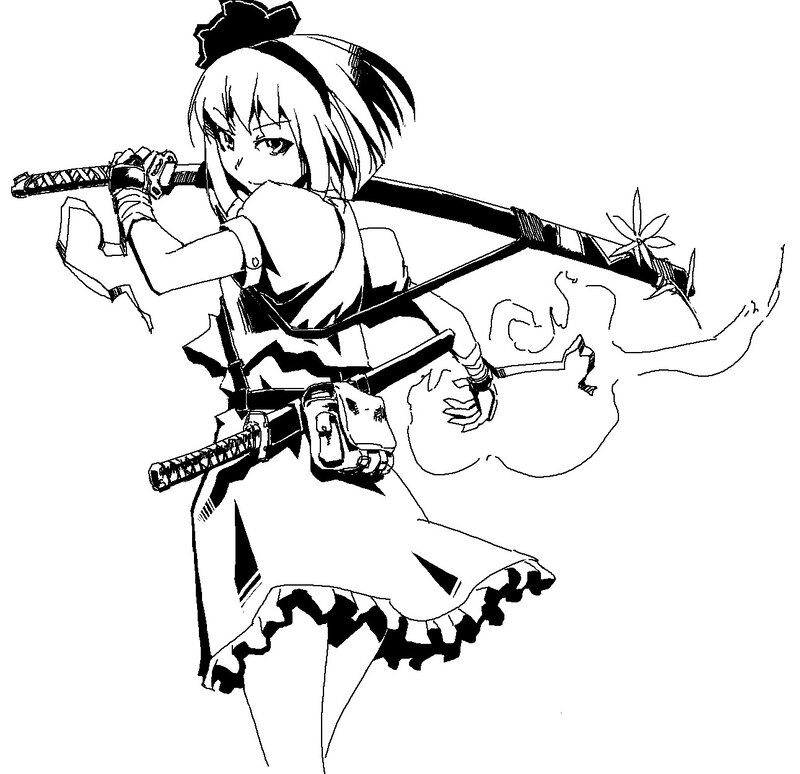 anime girl with swords