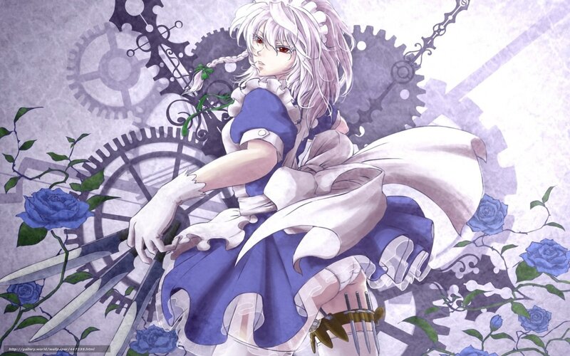 Anime girl with swords and gears