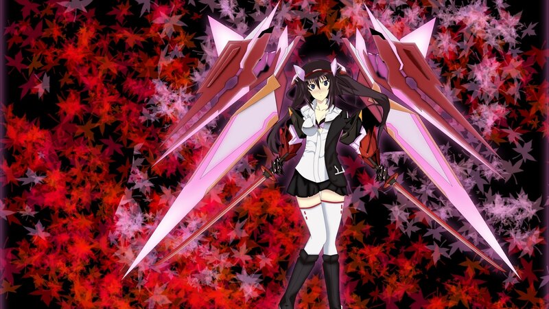 anime girl with swords and wings