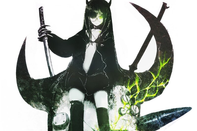 Anime Girl with Swords — Black, Dark