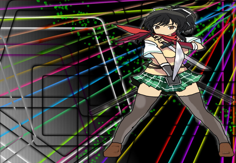 Anime Girl with Swords — Black, Dynamic
