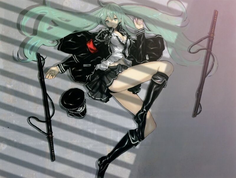 Anime Girl with Swords — Black