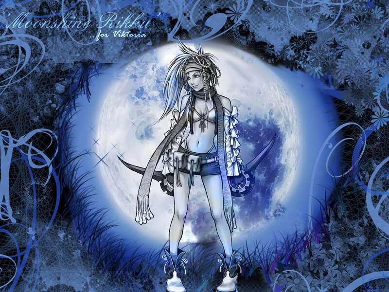 Anime Girl with Swords — Blue, Dramatic, Night, Digital Art