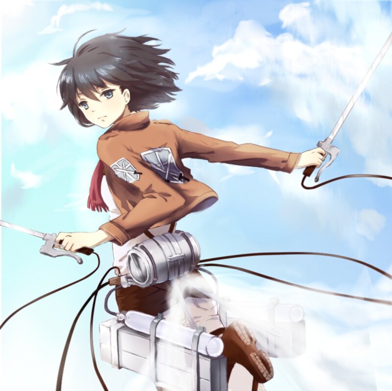 Anime Girl with Swords — Blue, Dynamic, Afternoon