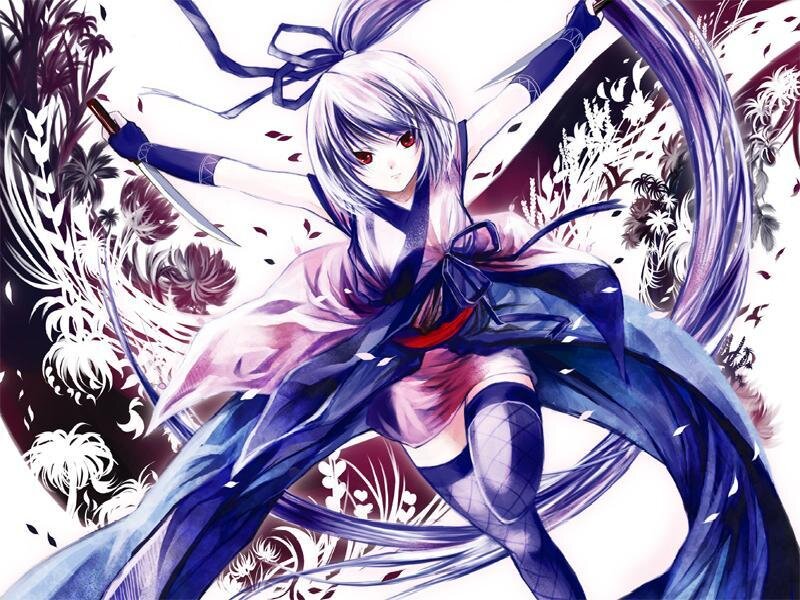 Anime Girl with Swords — Blue, Dynamic