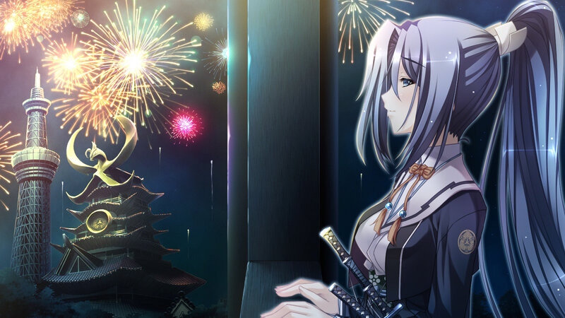 Anime Girl with Swords — Blue, Serene